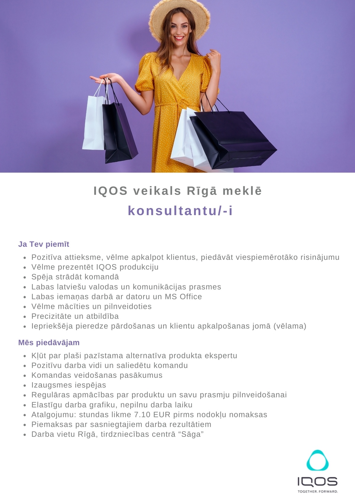SAS "Manpower Lit" filiāle "Manpower Lit" Konsultants/-e "IQOS" veikalā (TC "Sāga")